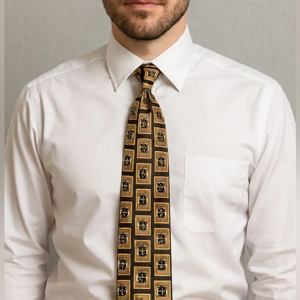 Brooks Brothers Silk Geometric Tie Brown Green Made in USA